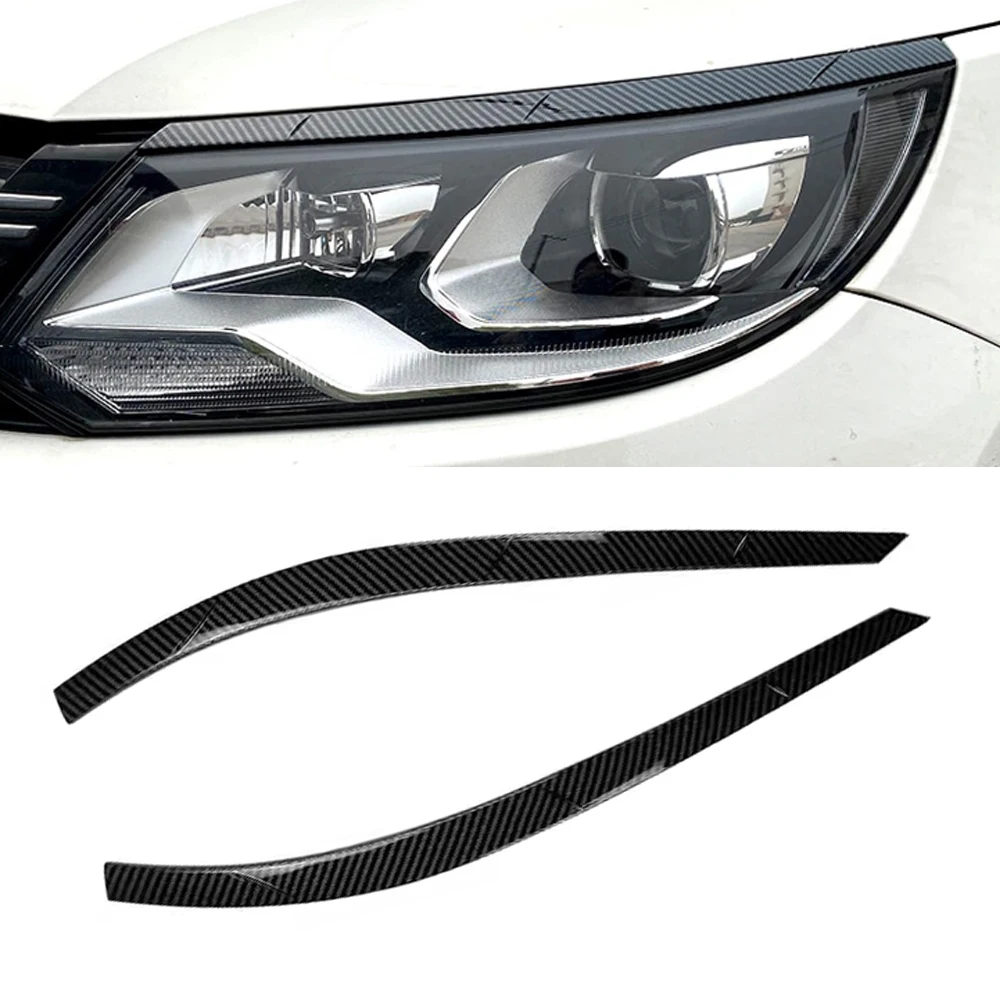 

2Pcs ABS Carbon Fiber Car Headlight Lamp Eyebrow Eyelid Trim Cover for VW Tiguan MK1 2011 2012 2013 2014 2015 2016