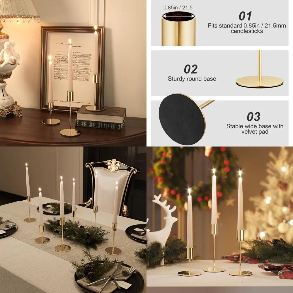 

24-Piece French Gold Taper Candlestick Set for Elegant Table Centerpieces, Weddings, and Home Décor