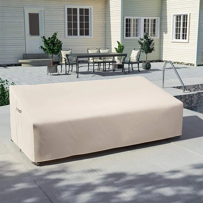 600D Outdoor Sofa Chair Cover,Nordic Courtyard Chair Cover, Outdoor Dust And Sun Protection Furniture Cover,Beige Balcony Cover