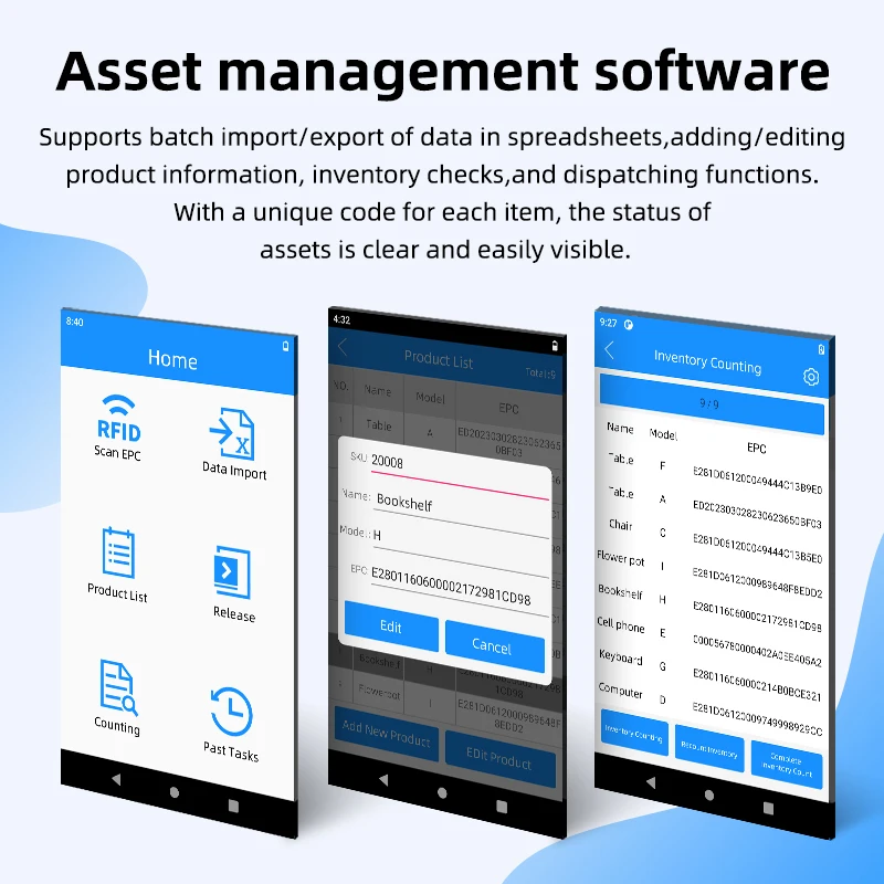 WYUAN يده قارئ رفيد UHF الذكية المحمول محطة 860-960 ميجا هرتز طويلة المدى أندرويد ماسح الباركود مستودع جرد البيع بالتجزئة
