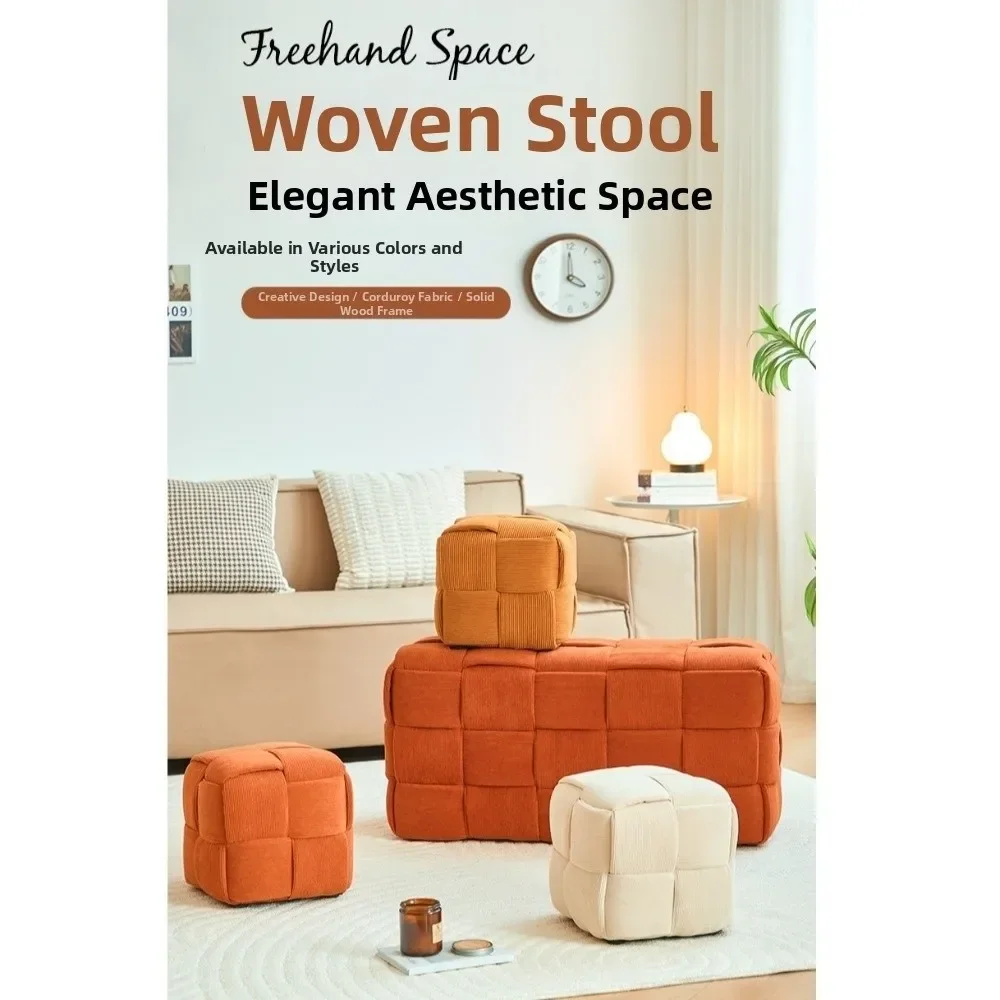 Comfortable Modern Solid Wood Stool Home Decor Footrest Minimalist Ottoman Bench Seat Stool Anti-slip