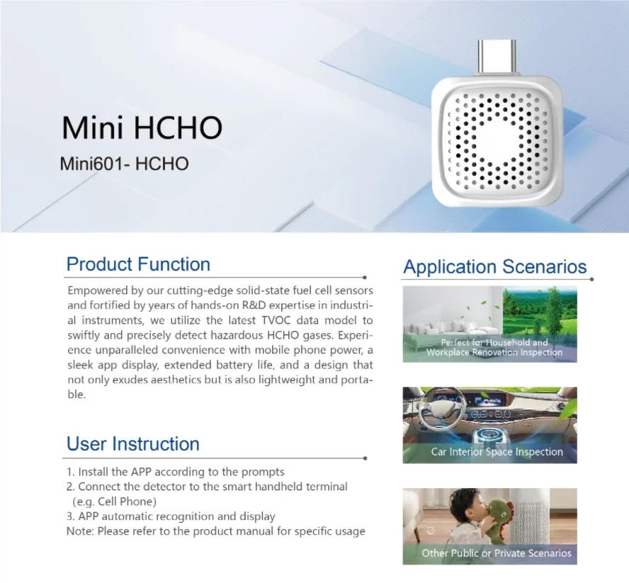 1pcs Air Quality Detector Hcho Sensor HCHO Tester portable Mini Formaldehyde Detector