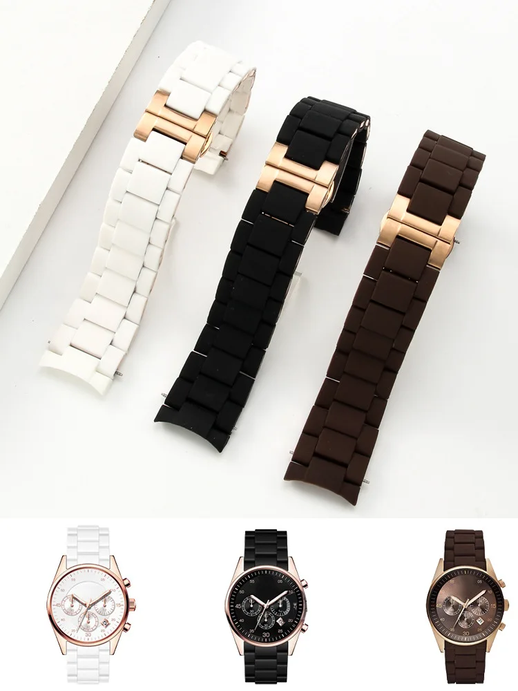 

Suitable For Amani watch AR5890 5891 5906 5905 Wide 20mm 23mm Rubber Coated Steel Watch Strap Bracelet