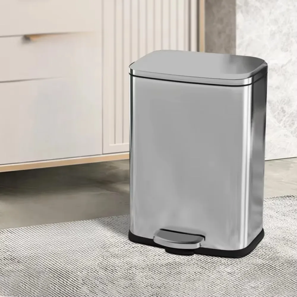 

Bin Square Garbage Slow Lowering Mute Storage Bucket High-capacity Household Office Hotel Simple with Lid Foot Pedal Trash Can