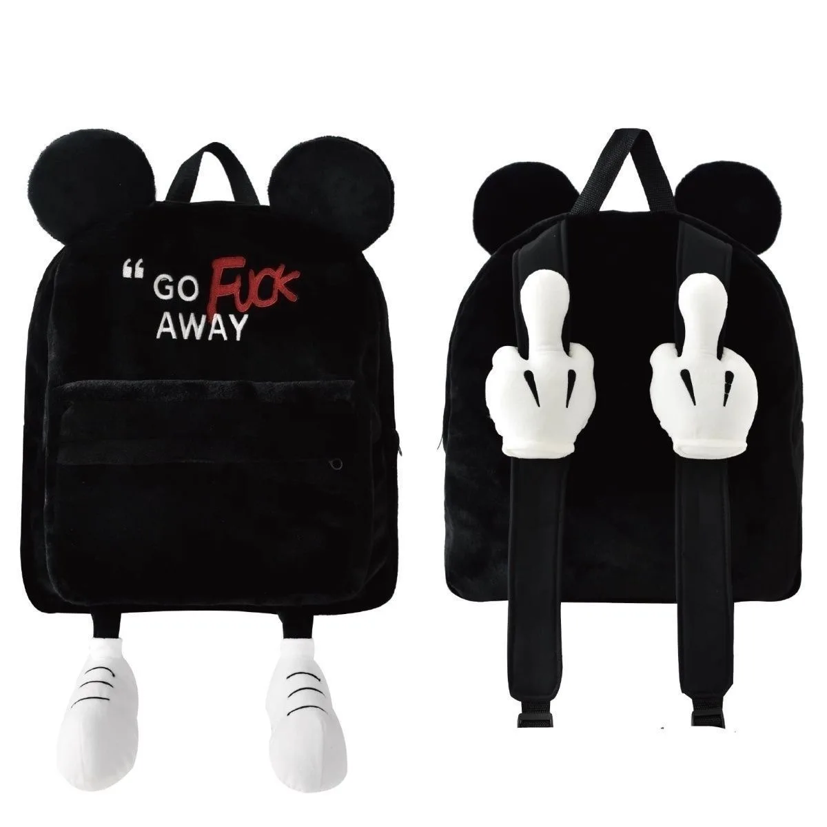 Middle Finger Backpack Fashion Hip Hop Women Men Casual Plush Backpack Streetwear Popular Schoolbag Cute Trend Letter Backpacks