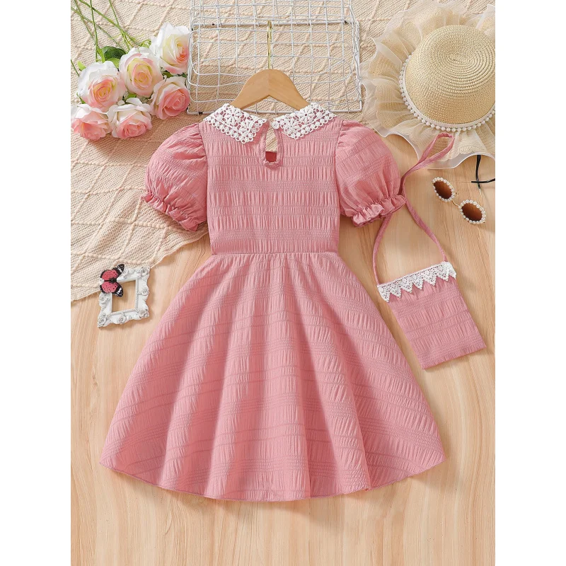 2026Spring New Arrival: Elegant Lace Collar for GirlsATwo-piece dress and bag set