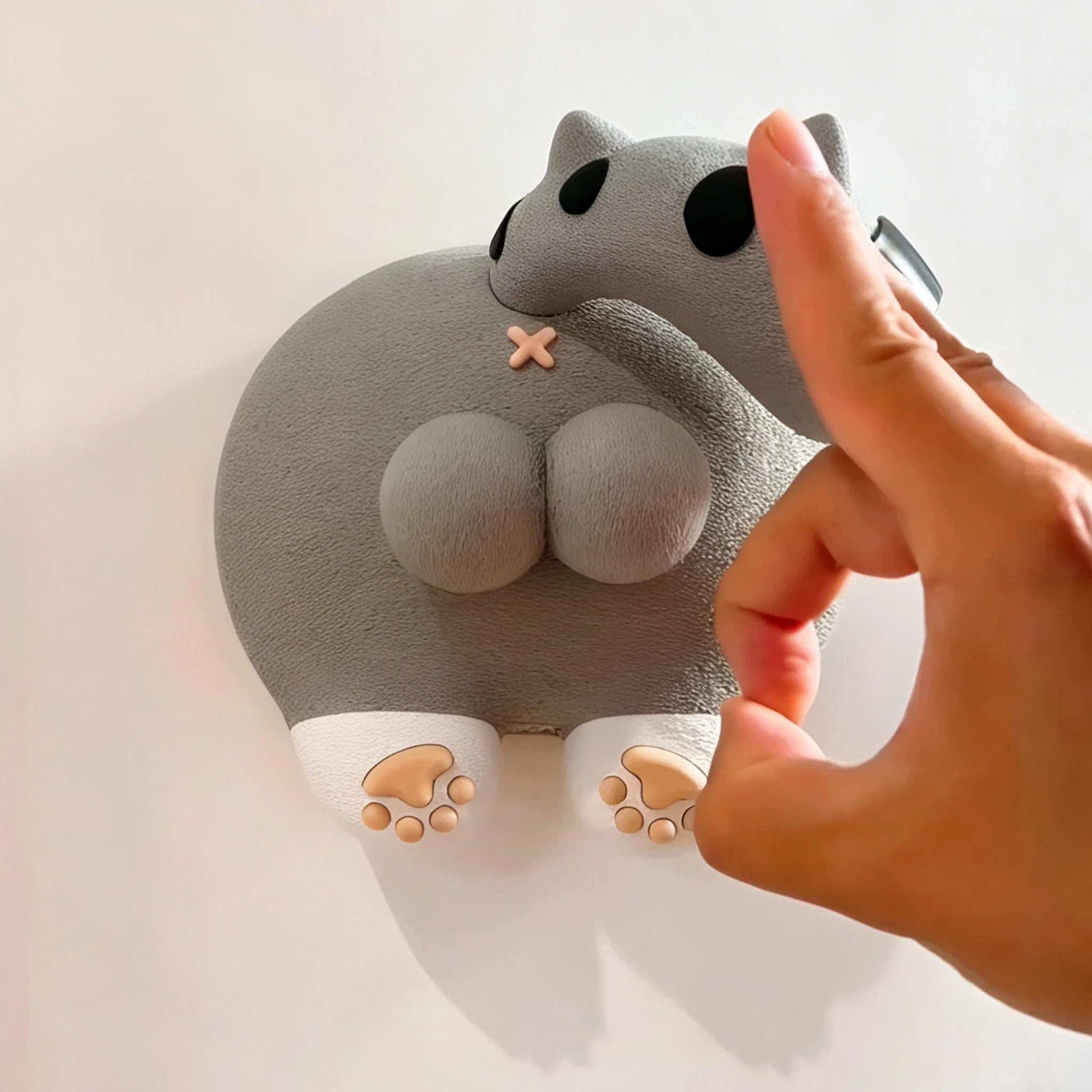 Cartoon Cat Butt Switch Panel Sticker Cute Animal Cat Panel Protective Cover Home Wall Sticker Living Room Bedroom Pendant
