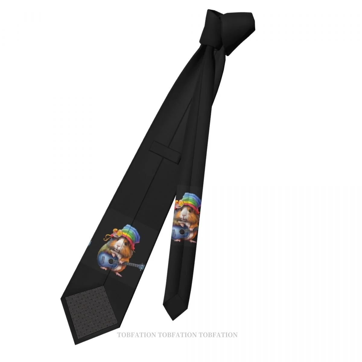 Corbata con estampado 3D de conejillo de indias para tocar guitarra, corbata de poliéster de 8cm de ancho, accesorios de camisa, decoración de fiesta