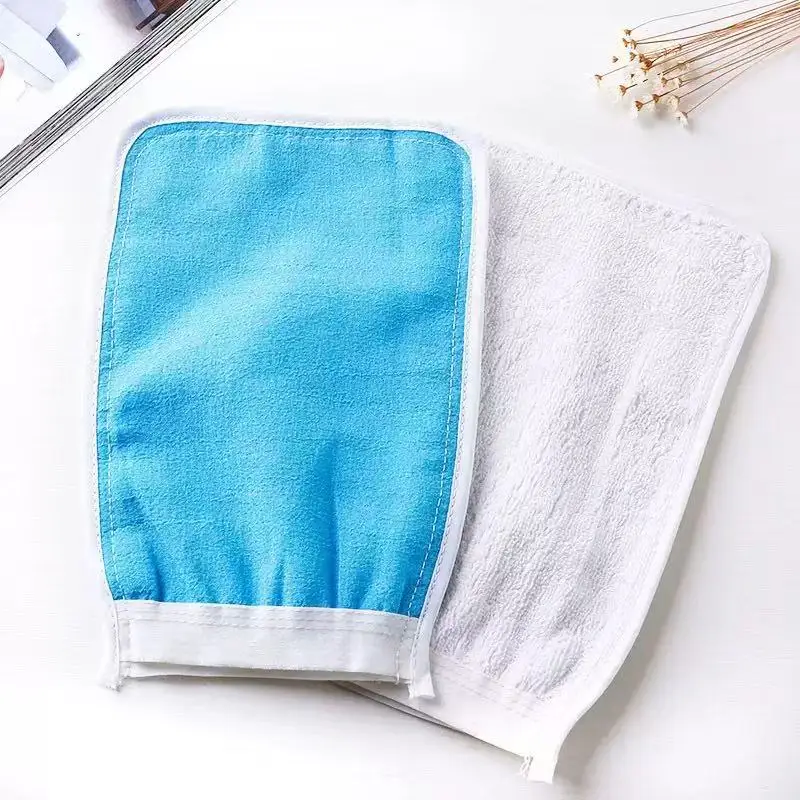 2Pcs Random Color No-rub Bath Gloves Thickened Exfoliating Shower Gloves Home Body Back Scrubber Bath Mitt Daily Bathroom Cleani view 3