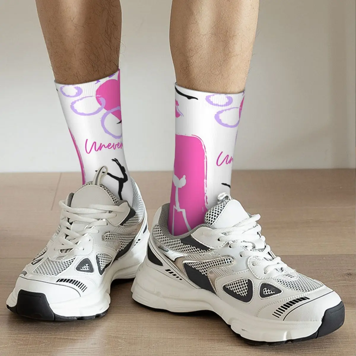 Chaussettes sans couture pour hommes, Aq-Pink and Purple Artistic, Vintage, Harajuku Street Style, Nouveauté, Crew Sock