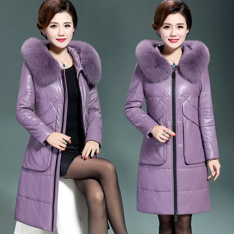 Inverno madre di mezza età capispalla in ecopelle di grandi dimensioni abbigliamento femminile in pelle cappotto donna moda giacca in pelle PU 6XL