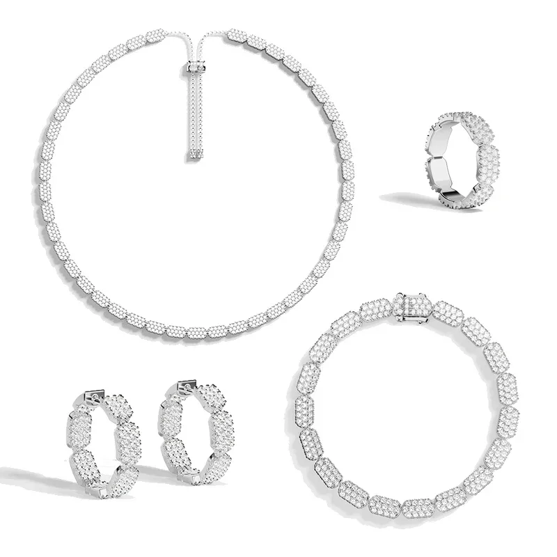 

Komm S925 Sterling Silver Hexagonal Exquisite Geometry Earrings Ring Bracelet Necklace Classic Fashion Women Luxury Jewelry Gift