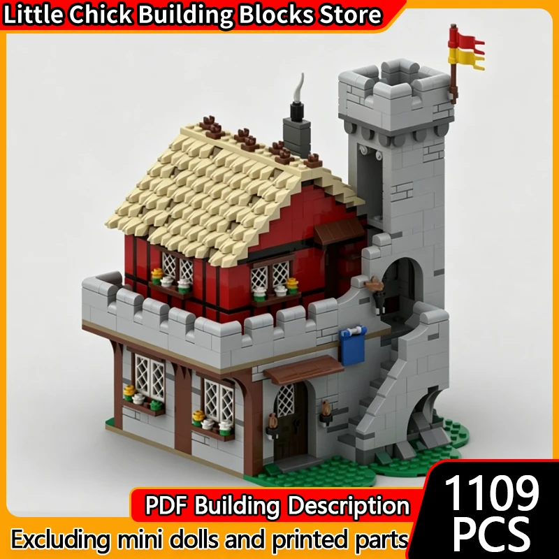 Medieval Castle Model MOC Building Bricks Medieval Guarded Inn Modular Technology Gifts Holiday Assemble Children Toys Suit