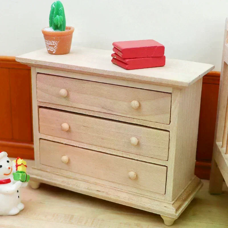 1:12 인형집 미니어처 수납 서랍장 캐비닛 침대 옆 테이블 가구 모델 장식 장난감 인형집 액세서리