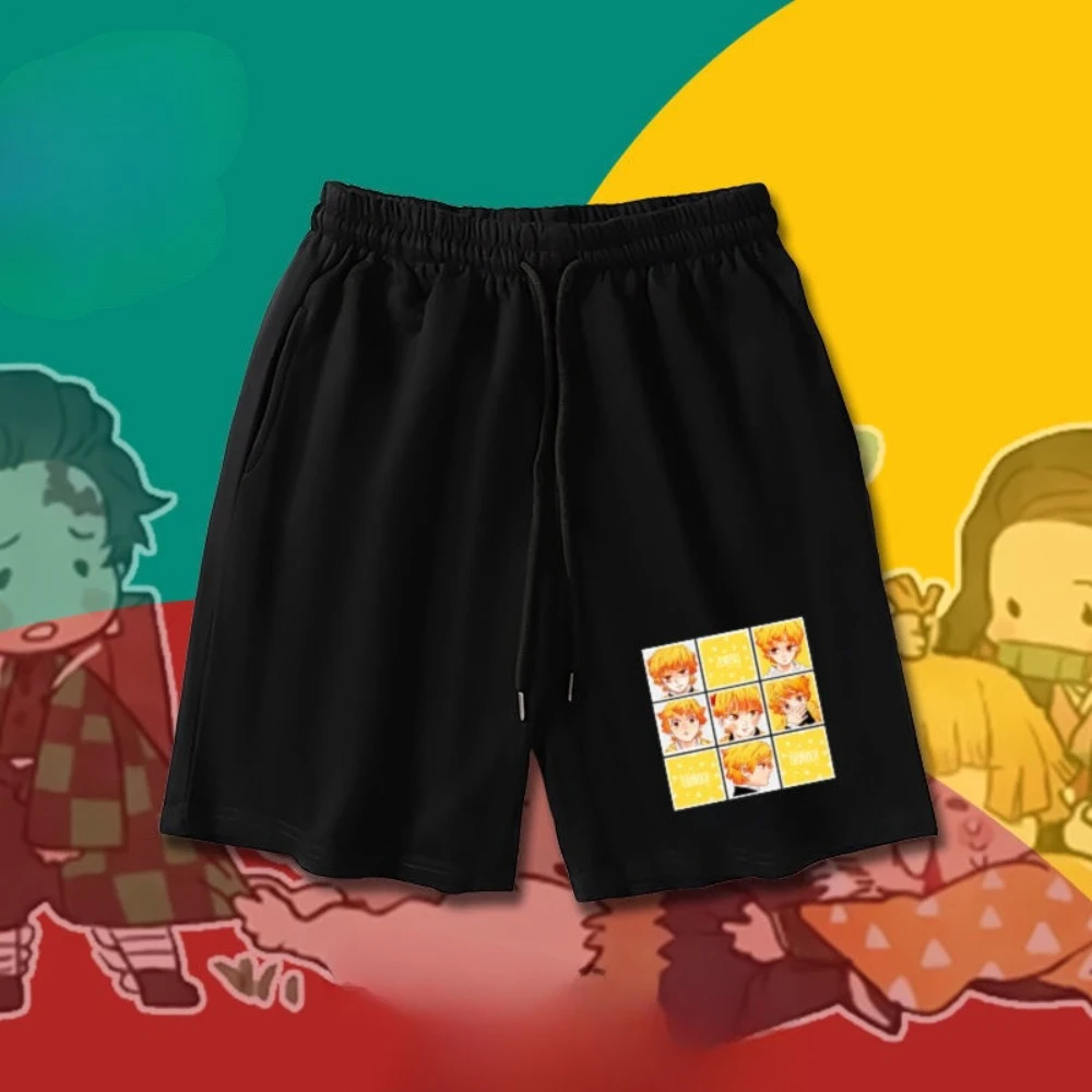 "Demon Slayer: Kimetsu No Yaiba 애니메이션 Tanjiro Nezuko Yoshinitsu 2D 애니메이션 소년 카프리 바지 캐주얼 반바지 여름.