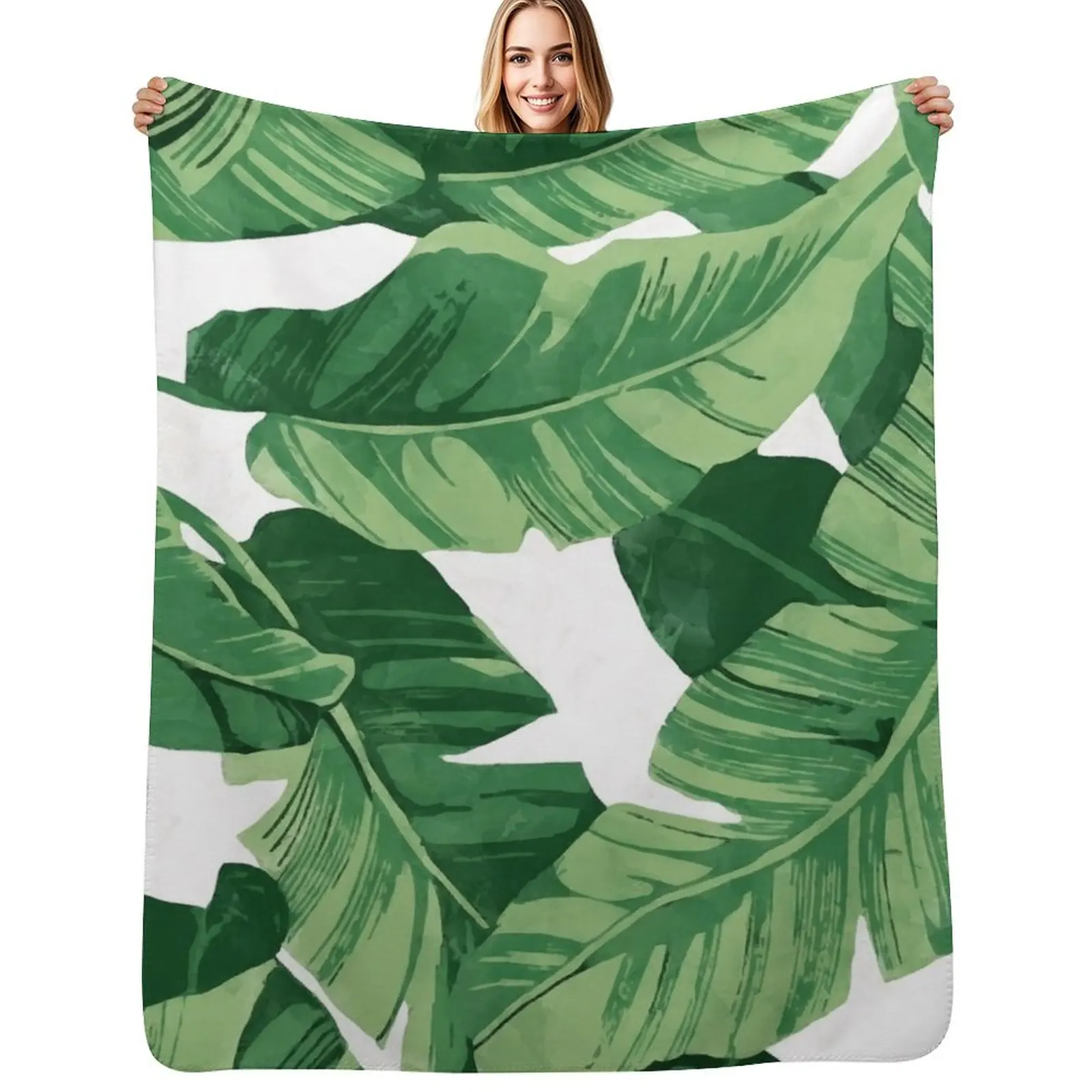 Tropical banana leaves II Throw Blanket Cozy Napping Blanket Gift for Mom Dad