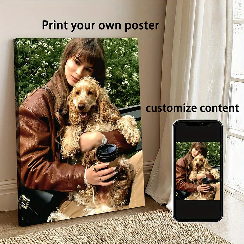 Print Your Own Poster Canvas Painting, Custom Upload Mobile Photo Personalized Print, Customized Content Wall Art, Unframed