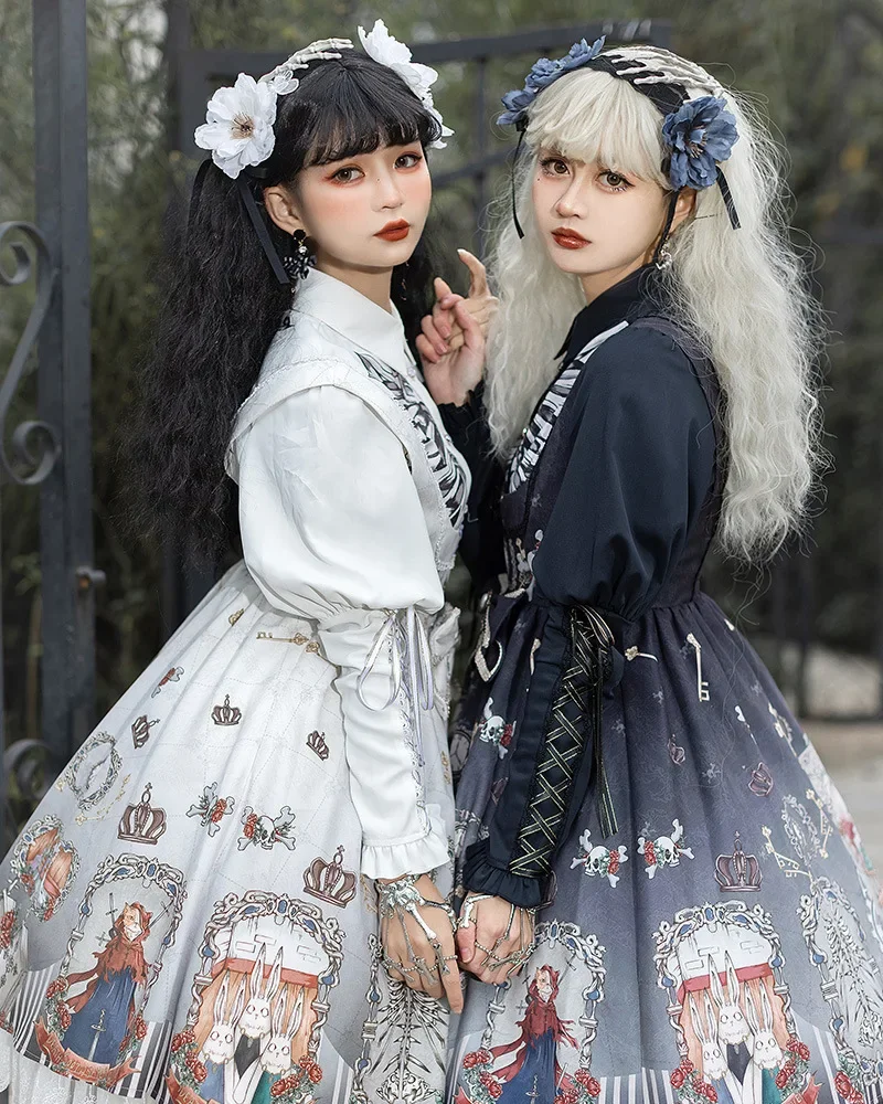 

Black Fairy Tale ~ Gothic Lolita JSK Dress w. Long Sleeve Blouse by YLF