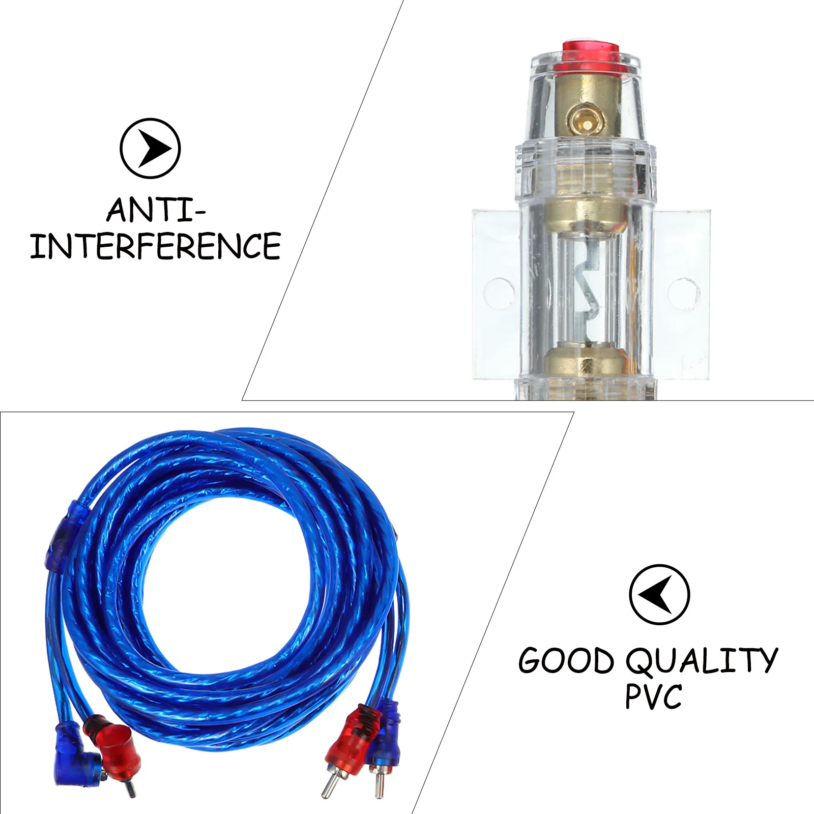 

1Set Car Amplifier Wiring Kit Matte Audio Cable Oxygen Free Copper Power Wire Circuit Breaker Flexible PVC Outer Skin