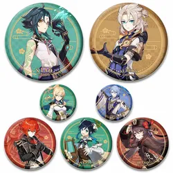 58mm Pop Game Genshin Impact Brooch Pins Anime Badge Cartoon Cosplay Ganyu Xiao Zhongli Jewelry Accessories for Clothes Backpack