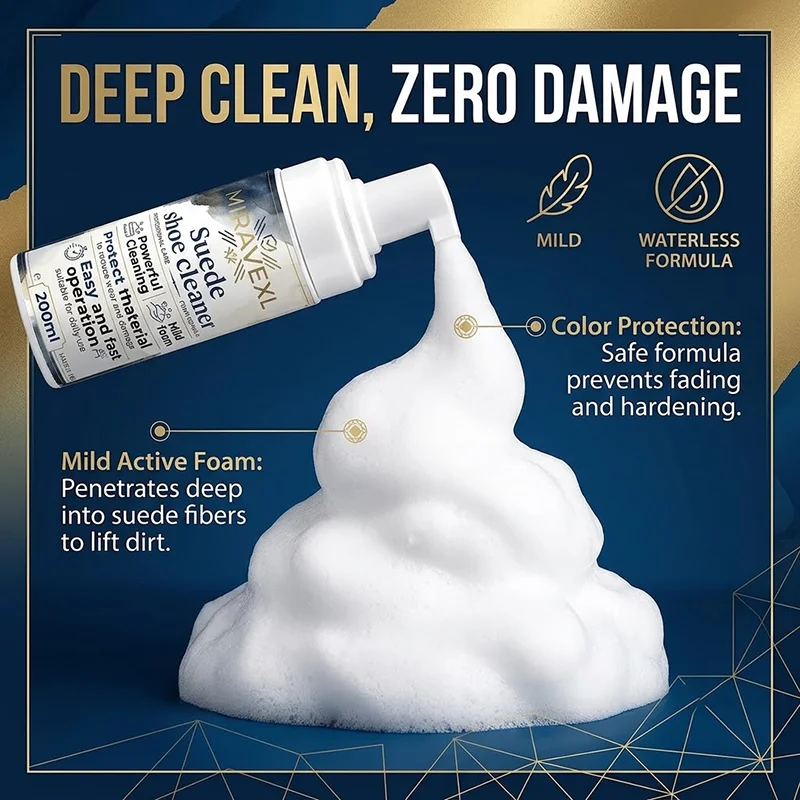 SIKEZHAN Suede Shoe Cleaner Foam Powerful Stain Remover Liquid Spray Care Kit for Nubuck Velvet Leather Boots Sneakers Cleaning