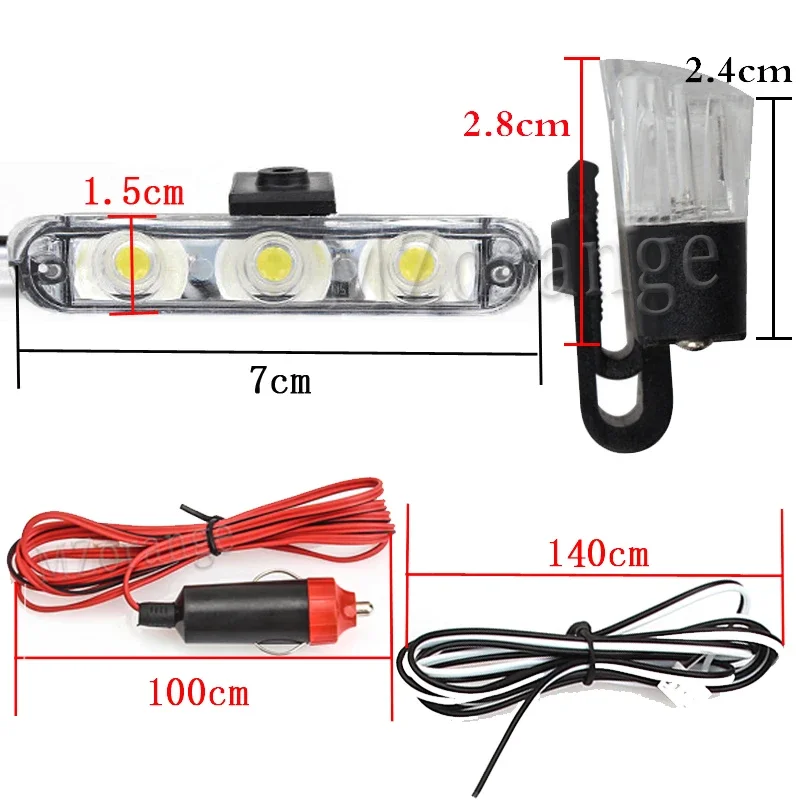 Car Strobe Police Lights LED Lights 4*3 Cigaretteer Grill Warning Lamp Motorcycles Flasher Fso Flashlight 12V Car Accessories