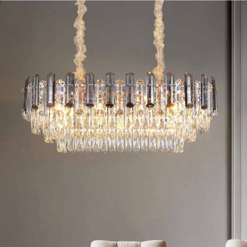 New crystal living room chandelier luxury modern rectangular dining room decorative lighting LED island lights