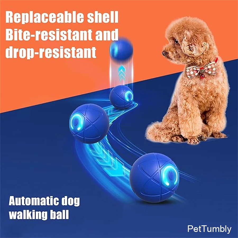 Automatisches Rollendes Ballspielzeug für Haustiere, Wackelball-Spielzeug für Hunde, USB-Aufladbares Interaktives Hundespielzeug