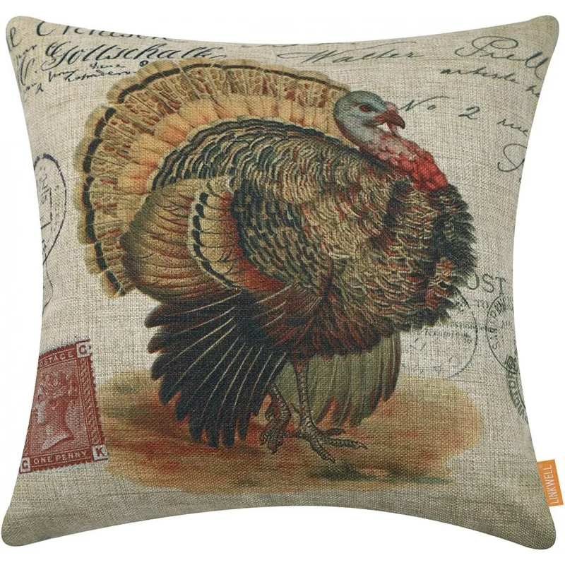 

Thanksgiving pillowcase 18x18 inches autumn decoration farmhouse turkey decoration cushion cover autumn decoration