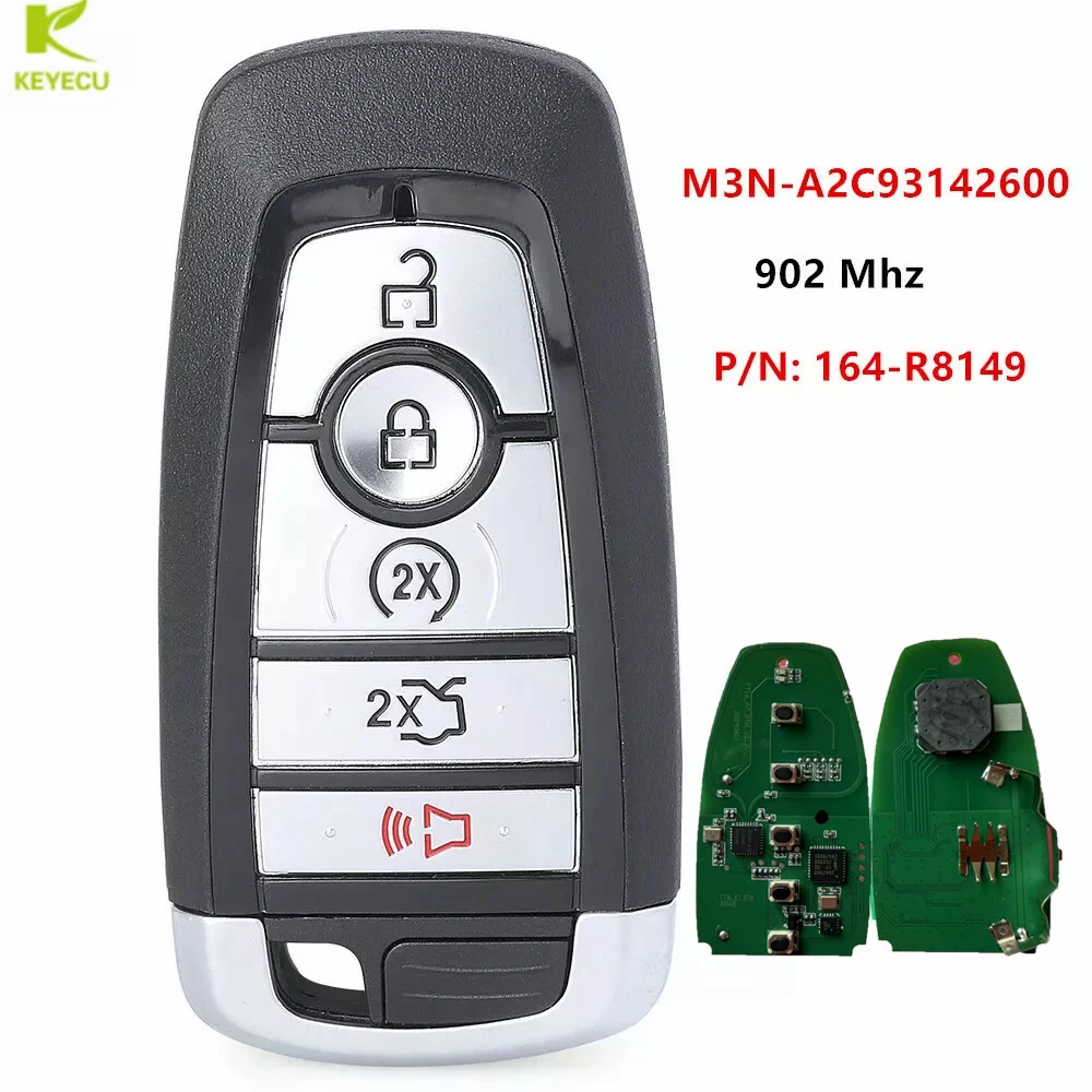 KEYECU Replacement Proximity Smart Keyless Remote FOB 5B 902mhz ID49 for Ford Edge Fusion Expedition Explorer MUSTANG 164-8149