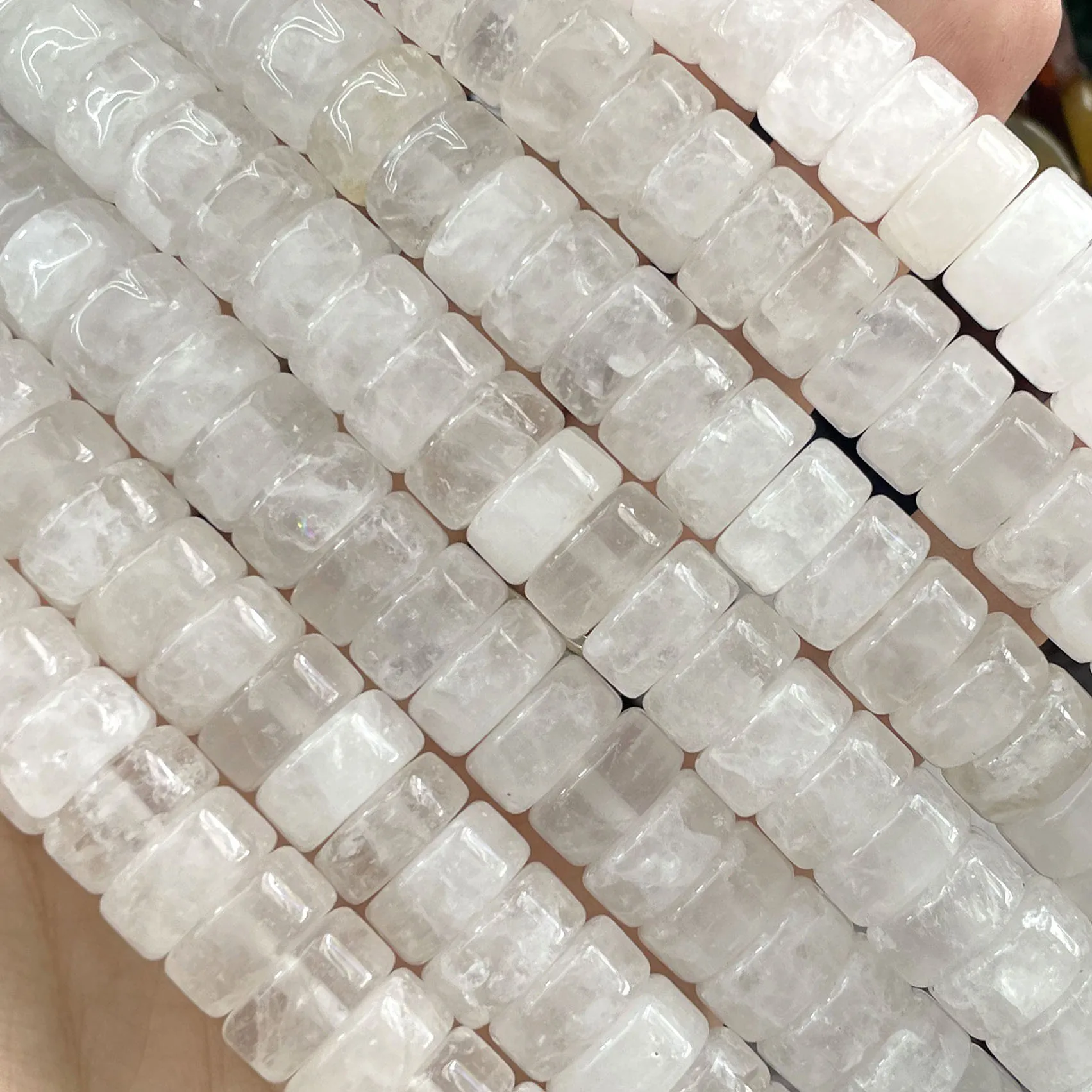 Naturstein-Rondelle-Agat-Quarz-Jade-Flachrunde-Abstandsperlen für Schmuckherstellung, DIY-Armband-Halsketten-Zubehör 6X12MM – Detail 19
