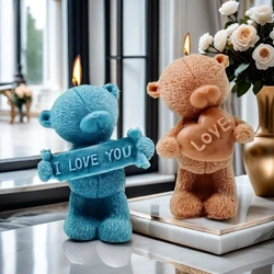 Express Love Bear Silicone Mold for Candle Making Tool 3D Animal Soap Resin Plaster Mould Valentine'day Scent Gift Wedding Decor
