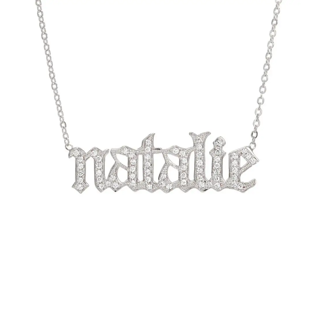 Custom Jewelry in Stainless Steel Ice Out Name Necklace Gifts for Girlfriends Vintage Alphabet Customizable fonts