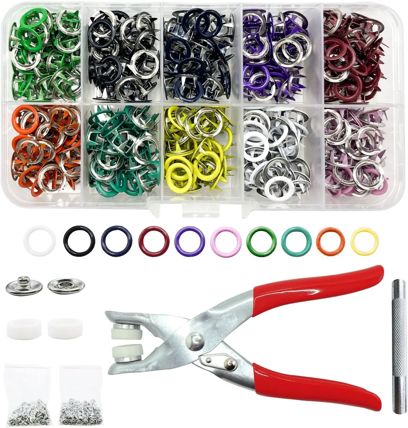 50 Sets Metal Snaps Buttons with Fastener Pliers Press Tool Kit Perfect for DIY Clothes Hats Fasteners Kit Clothing Sewing