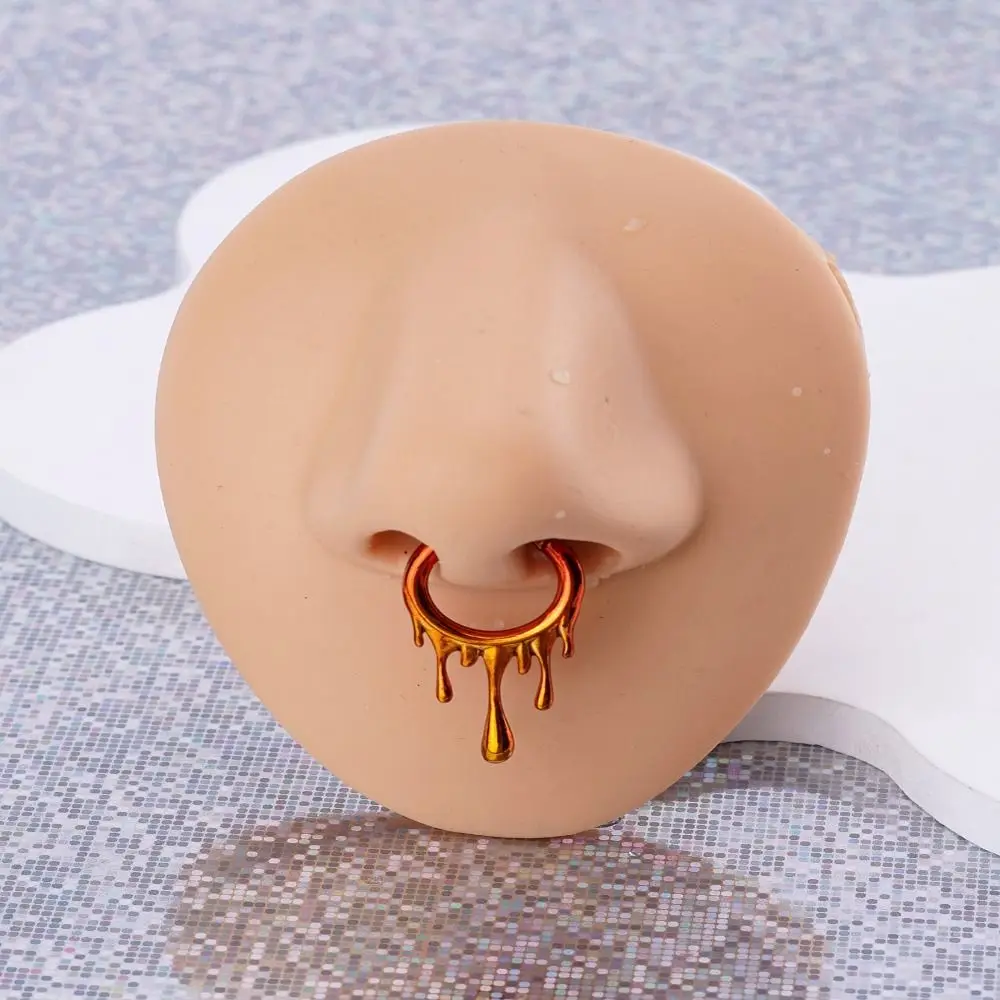 Punk Multipurpose Body Piercing Jewelry Multiple Colors Metal Nose Ring Lava Shape Irregular Hollow Earring