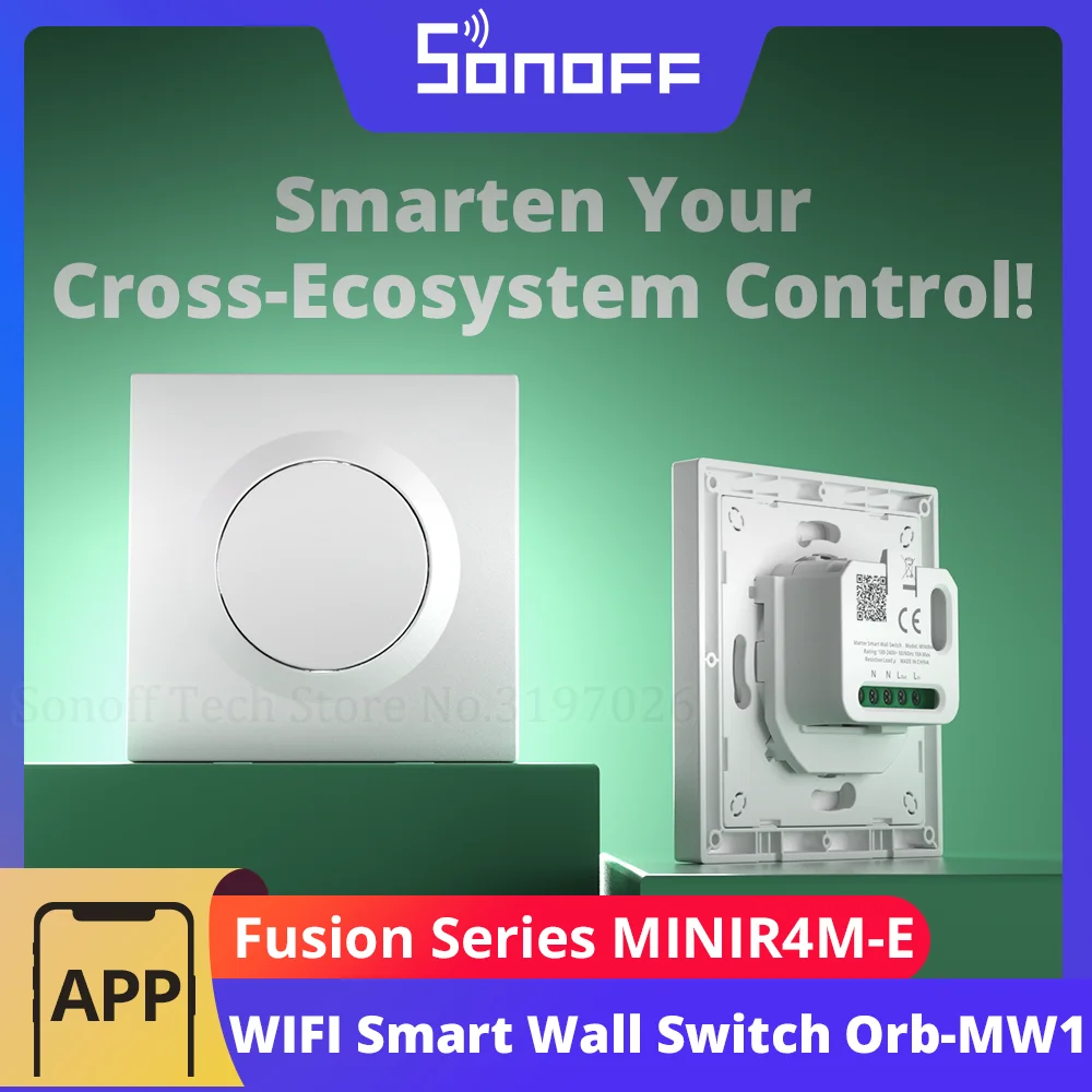 

SONOFF Orb-MW1 Matter Over WiFi Умный настенный переключатель MINIR4M-E Fusion Series Голосовое управление Google Home Alexa работает с Apple Home