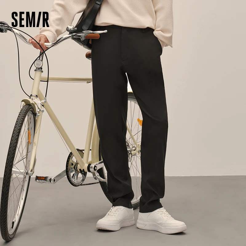 Semir pantaloni Casual da uomo autunno pendolare Business Slim pantaloni Western alla caviglia pantaloni versatili elastici semplici in tinta unita