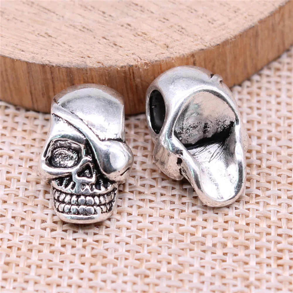 WYSIWYG 4pcs 18x11x9mm 2 Colors Skull European Big Hole Beads Pendant For DIY Jewelry Making Handmade Jewelry Craft Findings