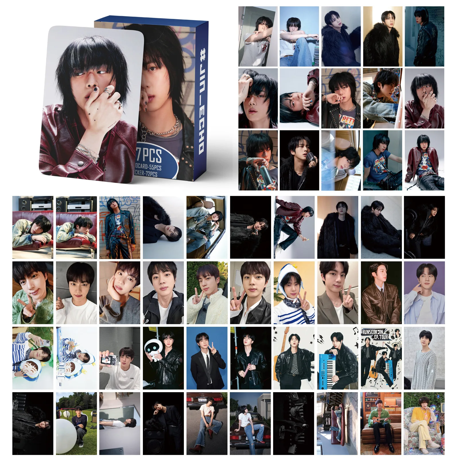 55+77Pcs/Set Kpop New Album《Echo》Cards JIN Photo Cards Small Stickers Postcard Photocards For Fans Collection Gift