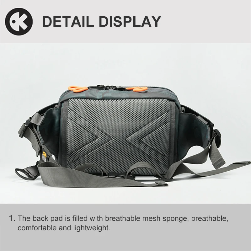 5L LURESKY Wasserdichte Angeltasche, multifunktional als Umhängetasche, Hüfttasche und Rucksack, professionelle Aufbewahrung für Spinnruten und Köder. – Detail 14