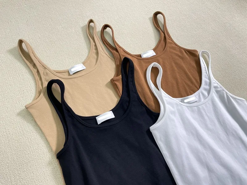 Withered Fashionable Women's Vest high-Quality Summer Top Casual Camisole Versatile Basic U-neck Sleeveless Tshirts Women