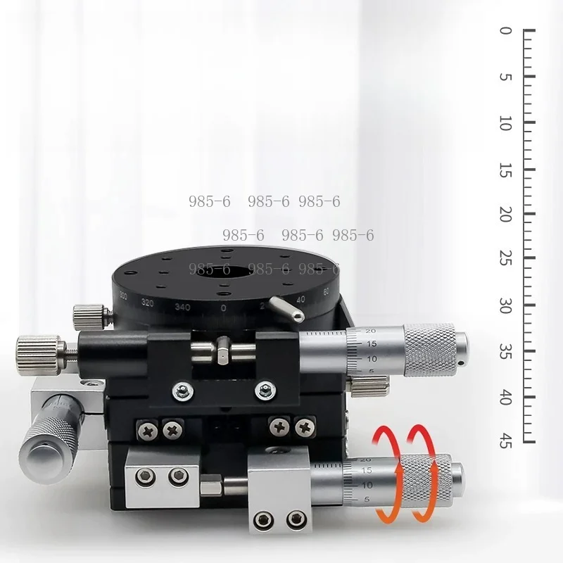 LSP125-L XYR125 High Precision Manual Trimming Platform, XYR Axis 125mm Cross Rail Translation and Rotary Table 125*125mm