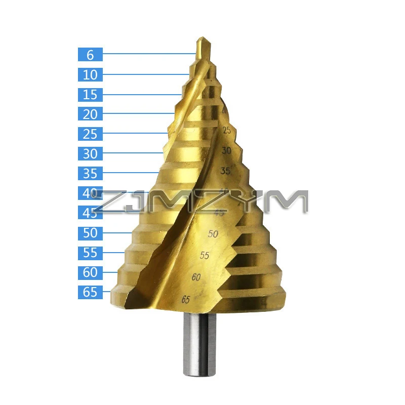 6-65mm wiertło stopniowe spiralny rowek Pagoda frez do otworów metalowe wiertło stożkowe trójkątny trzpień otwieracz do otworów