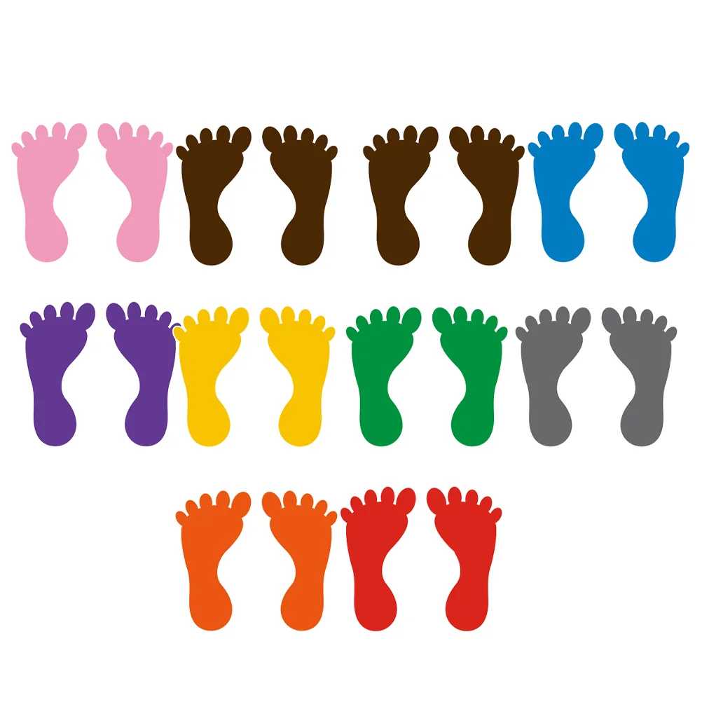 

10 Pairs Stickers for Children Foot Colorful Footprint Floor Decor Kindergarten Decals Small