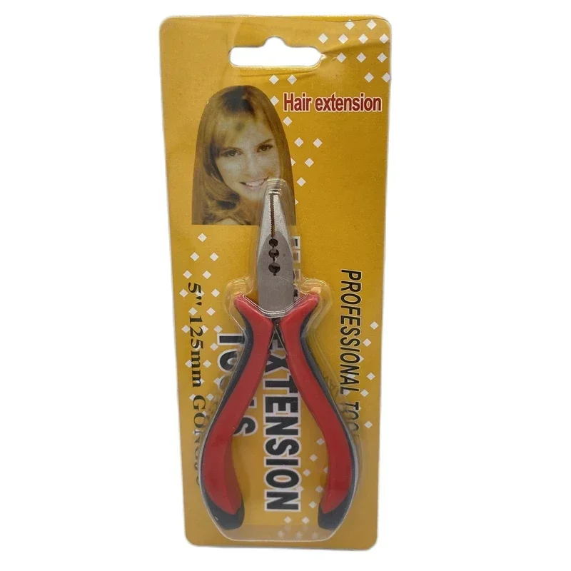 

10 piece Red handle carbon steel straight nose plier with 3 holes Feather hair extension clamp