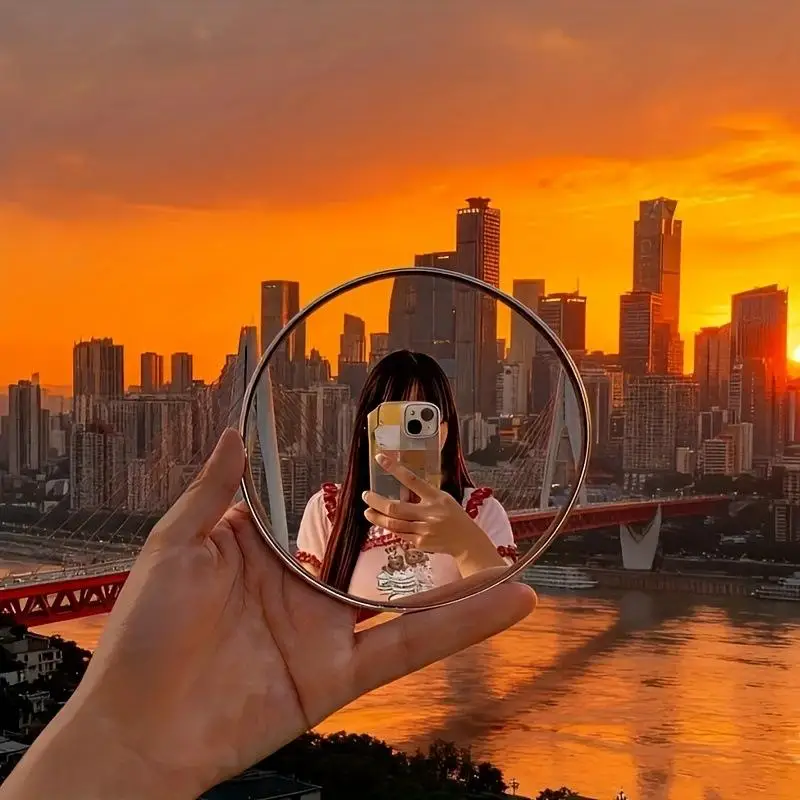 Round Convex Mirror Portable Cosmetic Handheld Mirror for Makeup Selfie Props Travel Purse Essential - view 3