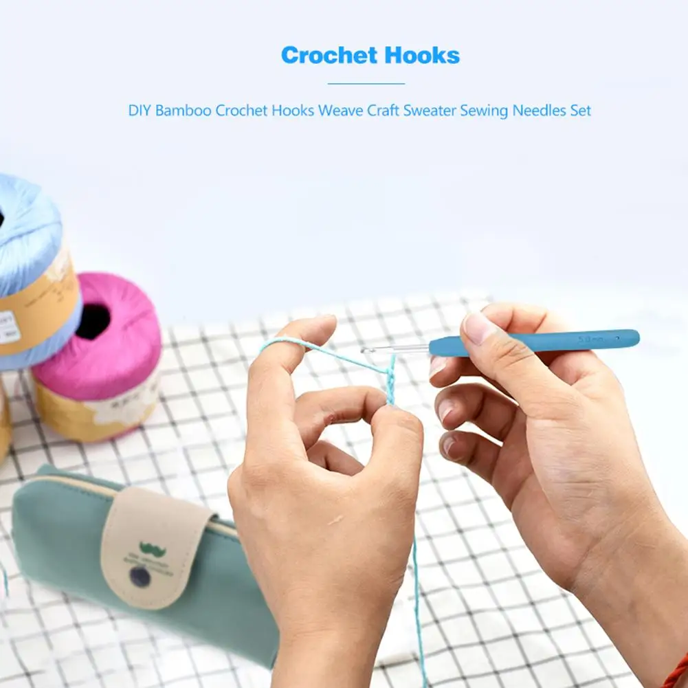 

Ergonomic Rubber Crochet Hook Soft-Touch Handle Knitting Weaving Yarn Needle Set