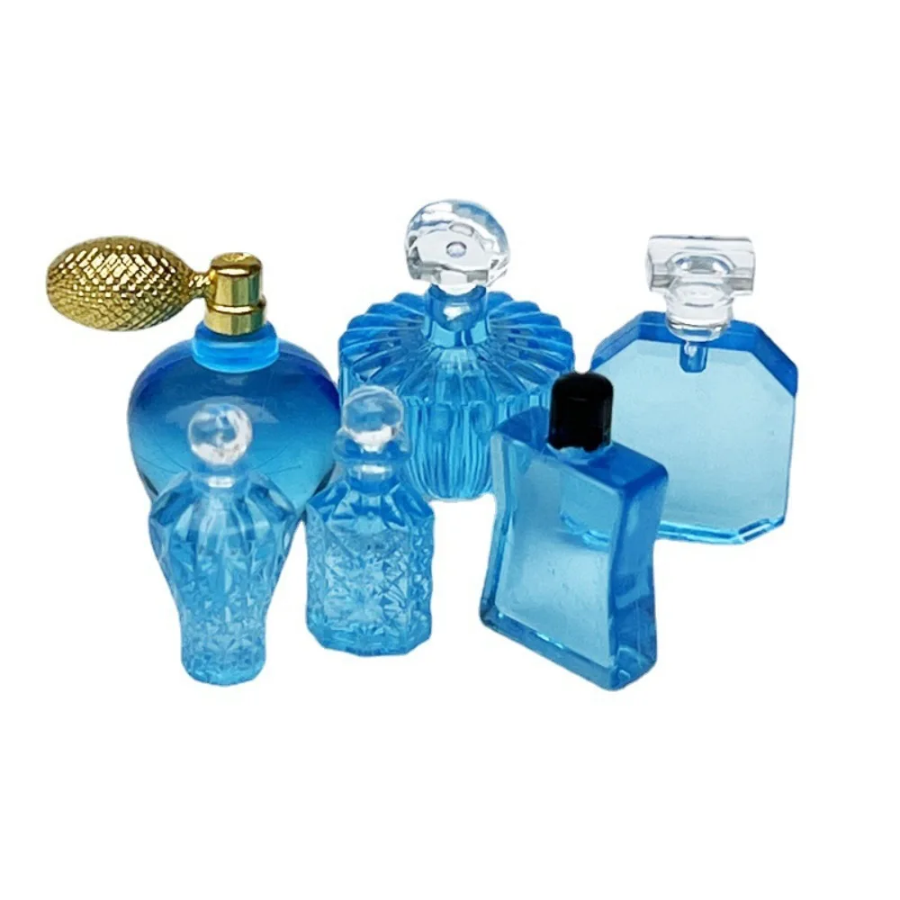 6Pcs/Set 1:12 Scale Perfume Model Doll House Pink/blue Plastic Perfume Miniature Furniture Model Mini Perfume Model