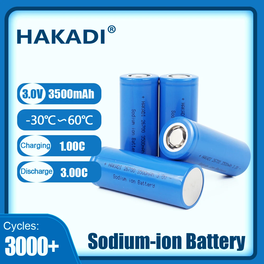 HAKADI 26700 3V 3500mah akumulatory sodowo-jonowe do niskotemperaturowego rozładowania wysokiej szybkości Safty ogniwo 4-20 szt. Do majutek