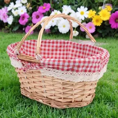 

Woven Picnic Basket Multi-Function Durable Storage Container for Flowers Fruits Vegetables Elegant Outdoor Decorative Basket